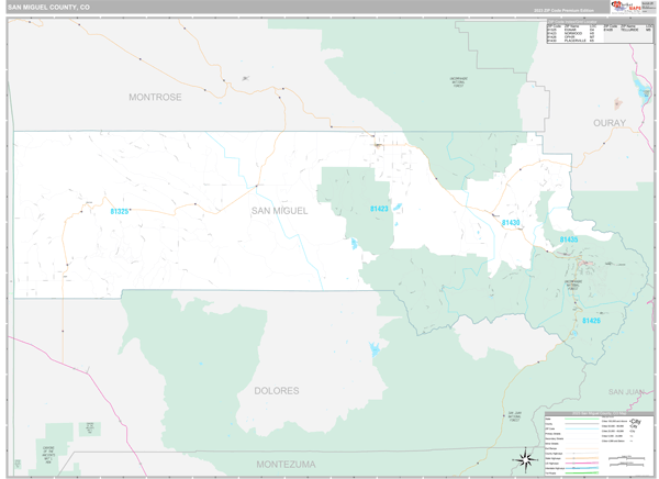 San Miguel County Wall Map Premium Style